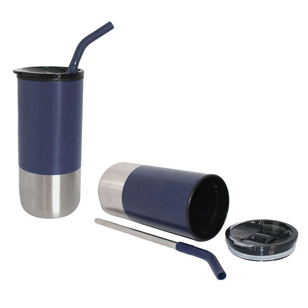 Thumbnail: 16 Oz. Insulated Stainless Steel Beverage Tumbler w/Flexible Silicone Straw