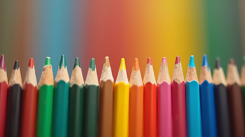 Close-up view of a set of colorful plantable pencils arranged neatly