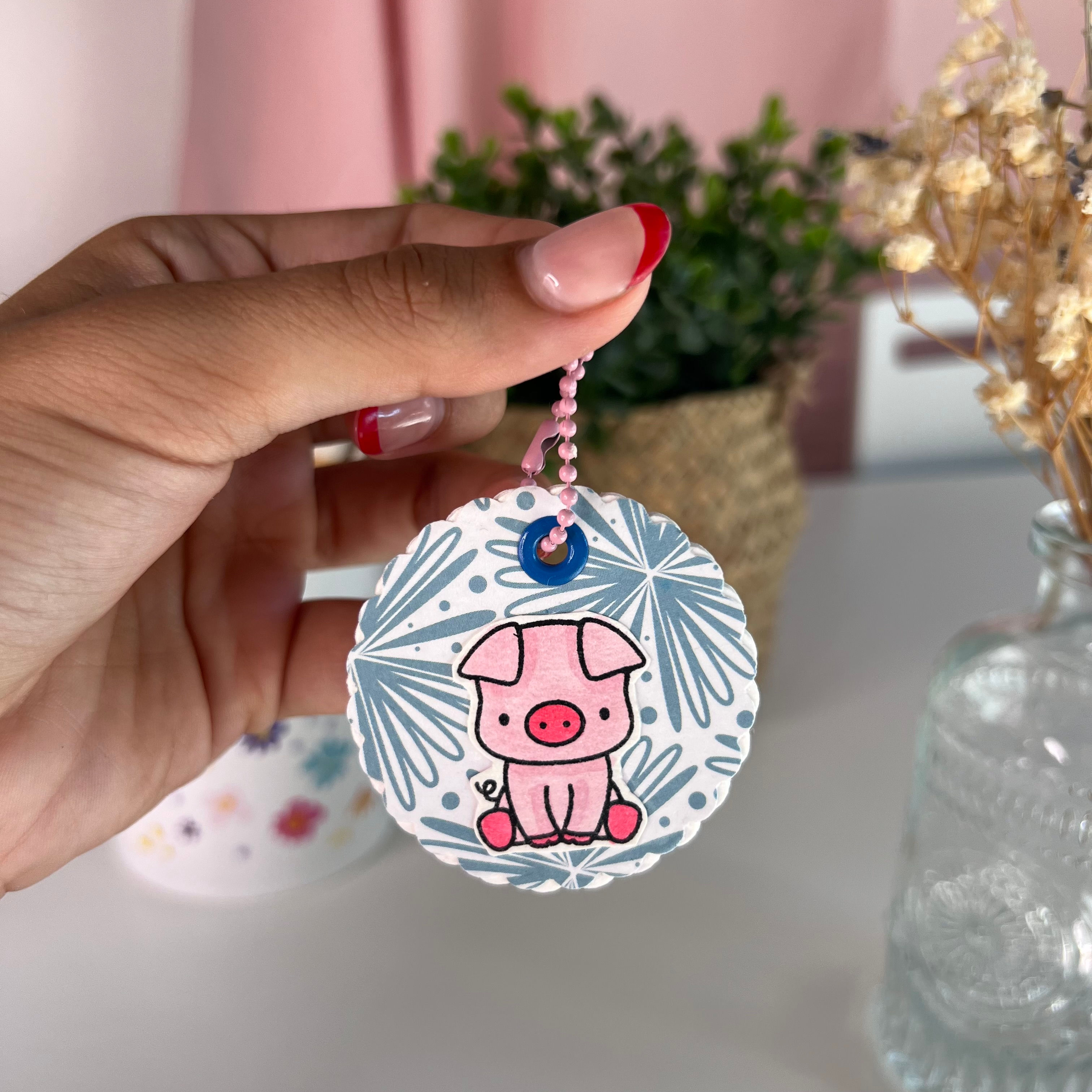 Llavero cerdito hecho a mano