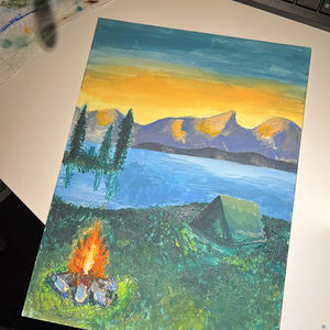 acampada con gouache