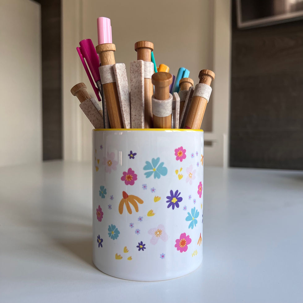 Taza flores interior amarillo