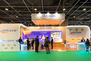 Trade show stand photographed during a corporate event in Paris, visitors and exhibitors