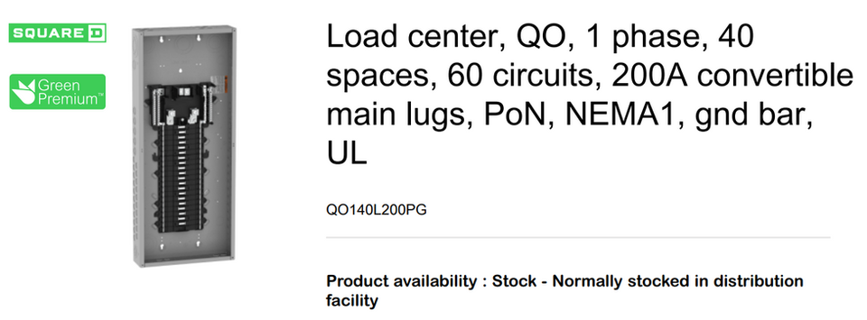 Load center, QO, 1 phase, 40 spaces, 60 circuits, 200A convertible main lugs, PoN, NEMA1, gnd bar, UL