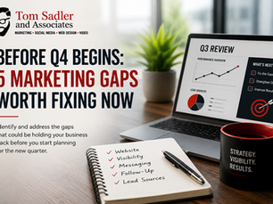 Business owner reviewing marketing performance and planning next steps before Q4