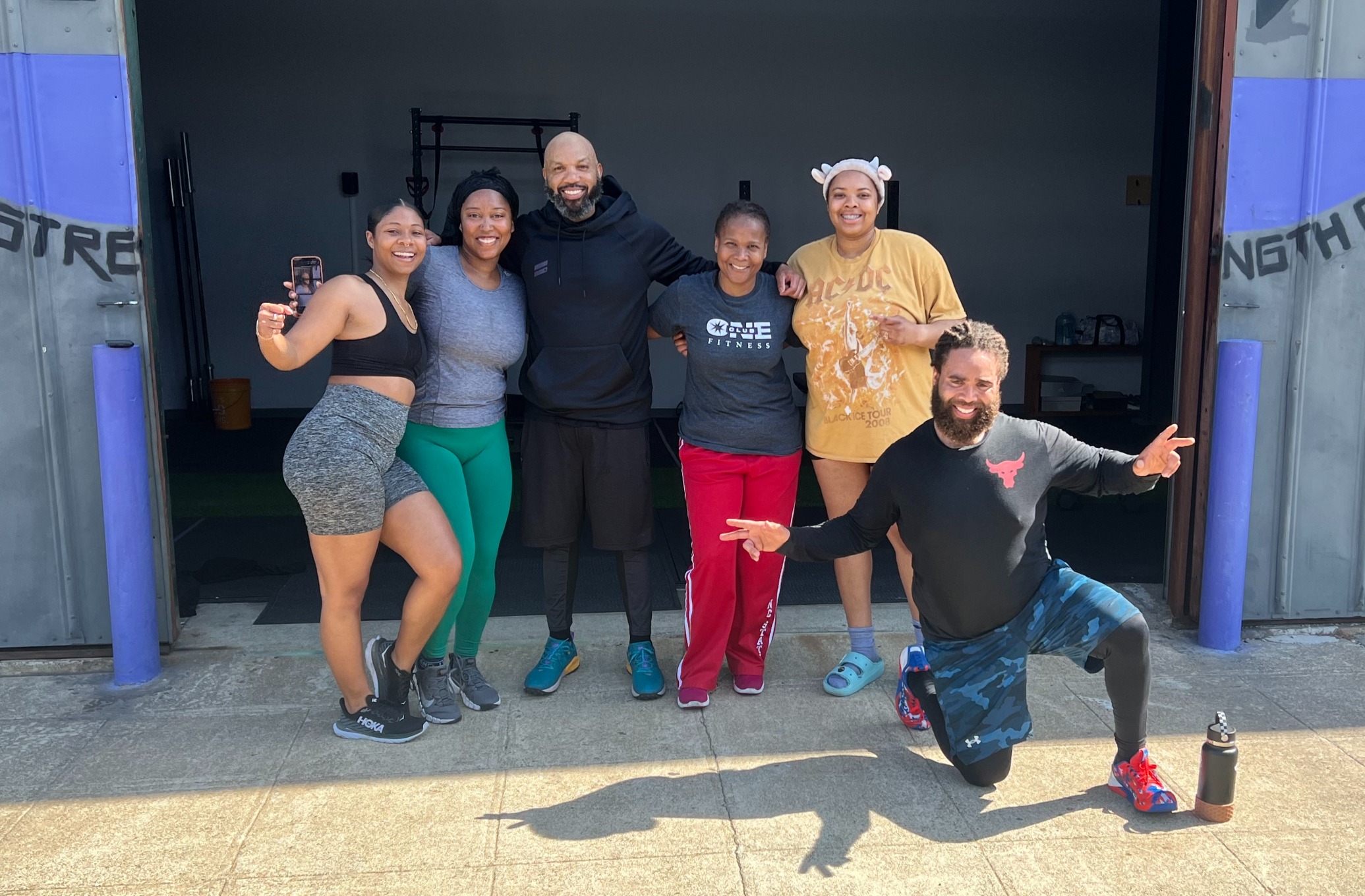 students in workout class