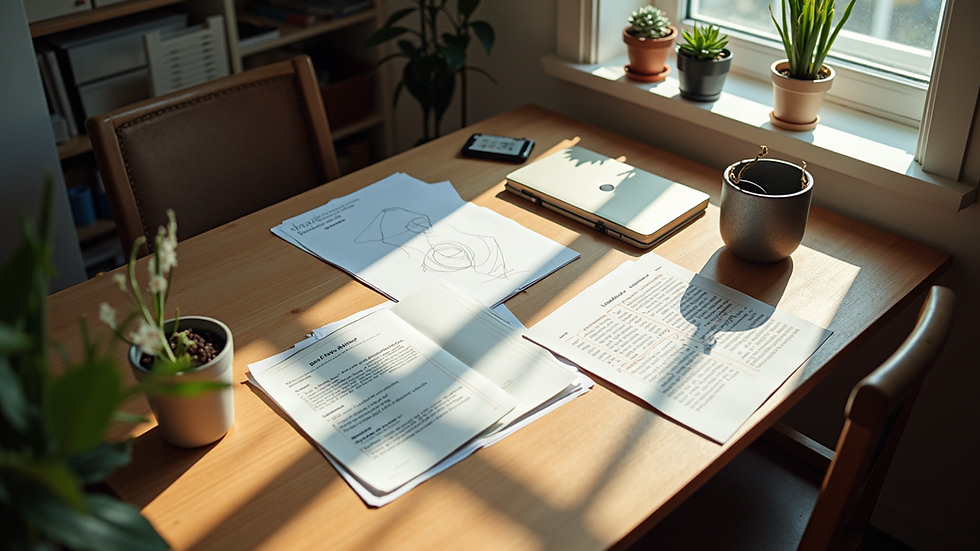 High angle view of a creative workspace with branding materials