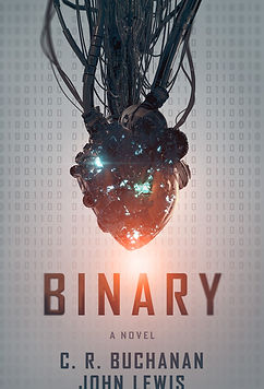 Binary novel cover by C. R. Buchanan and John Lewis, science fiction thriller.