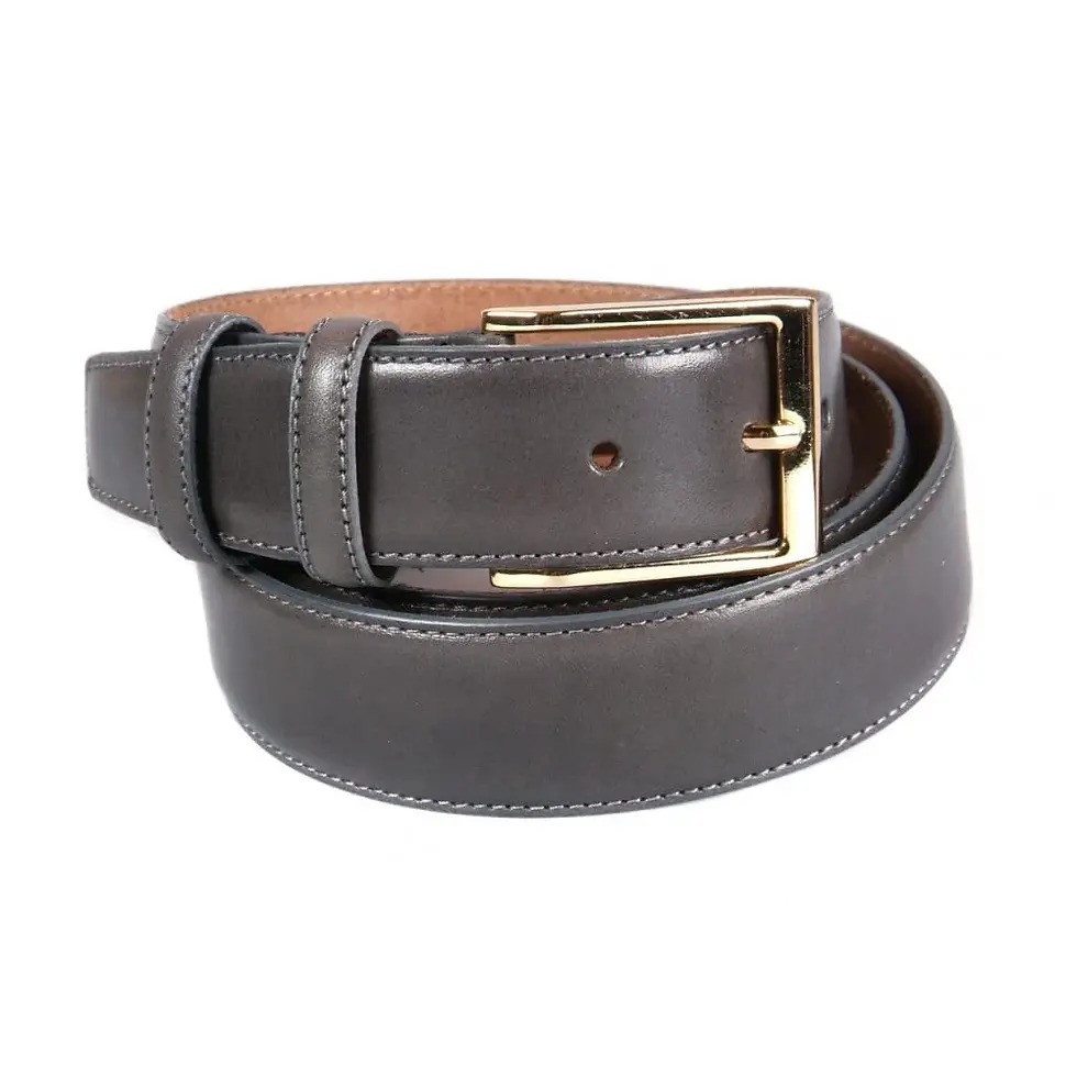 Men`s genuine leather belt with gold buckle :) ...