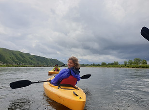 a beautiful lady are kayaking