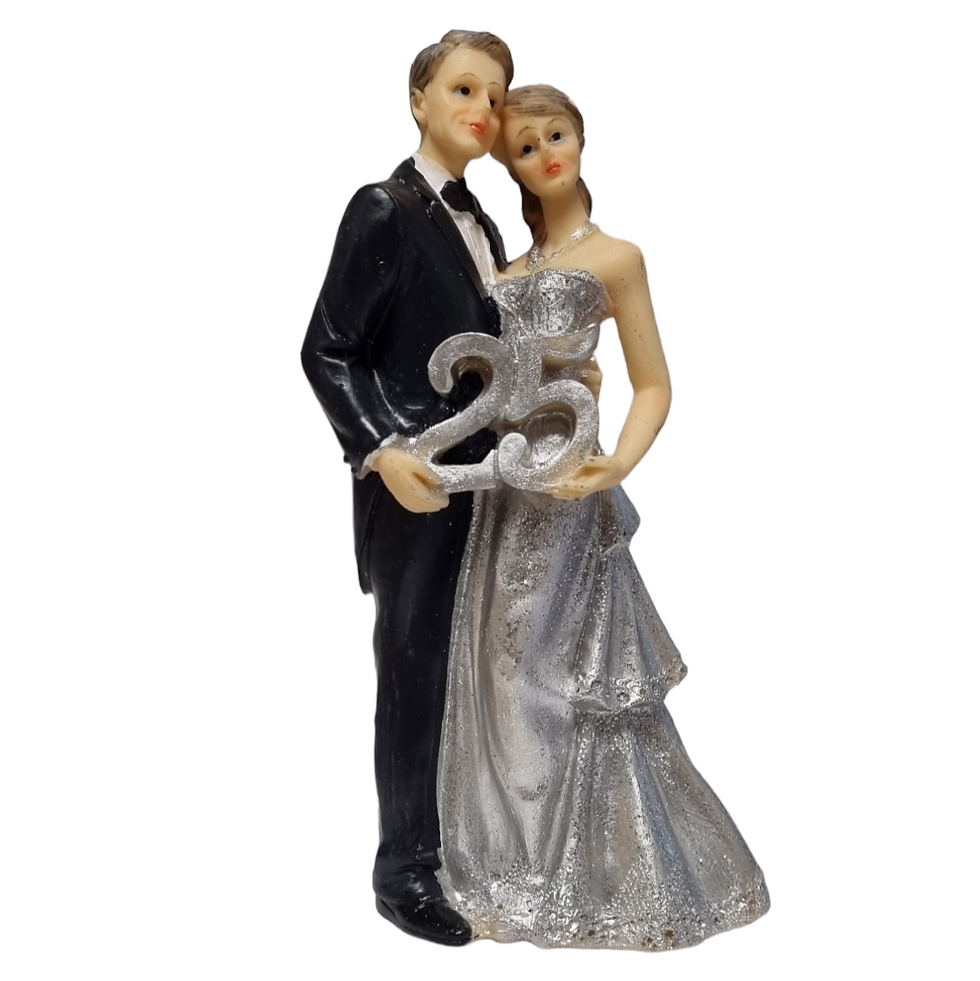 Miniaturbild: Deko-Figur Silberhochzeit-Brautpaar Tischdekoration 6x3x11cm silberfarben