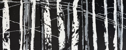 abstract painting in black and white