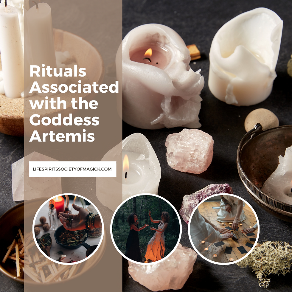 There is a large background picture that features several lit melted down candles in shades of white, cream and pink, several raw crystals of rose quartz, clear quartz, and amethys, and a bowl of unused matches. There are three little circles at the bottom with three photos. The first is a hand above a bowl with ritual candles and tools. The second is two ladies dancing together at dusk in the forest. The third shows the lower bodies and hands of two woman on a wood floor as they have tealight candles around them and are using tarot cards.