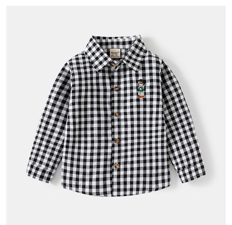 Thumbnail: New Children's Clothes 2025 Kids Shirts With Collar Boys' Cotton Long Sleeved Ba
