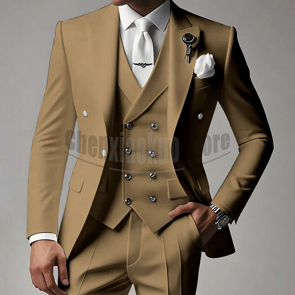 Thumbnail: White Men Suits 3 Piece High-end Peak Lapel Solid Color Male Suit Slim Fashion P