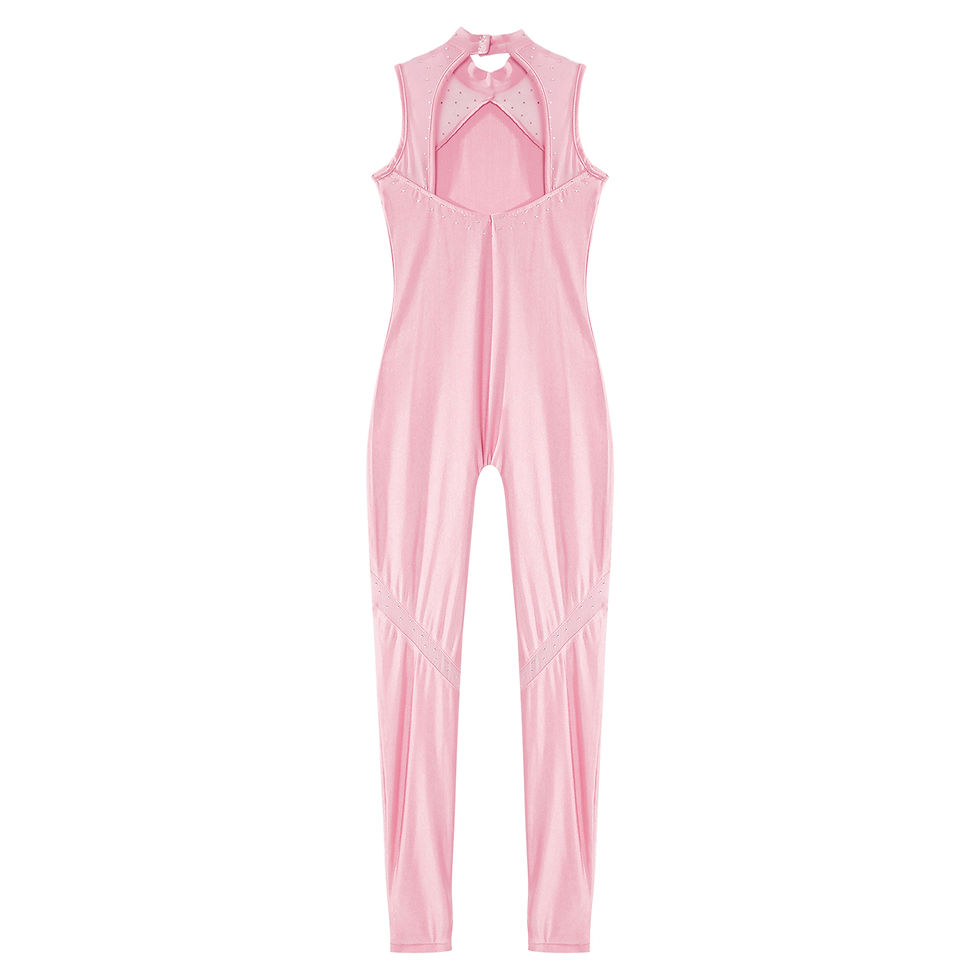 Thumbnail: Kids Girls Sleeveless Mesh Splice Gymnastics Leotards Long Pants Open Back Skati