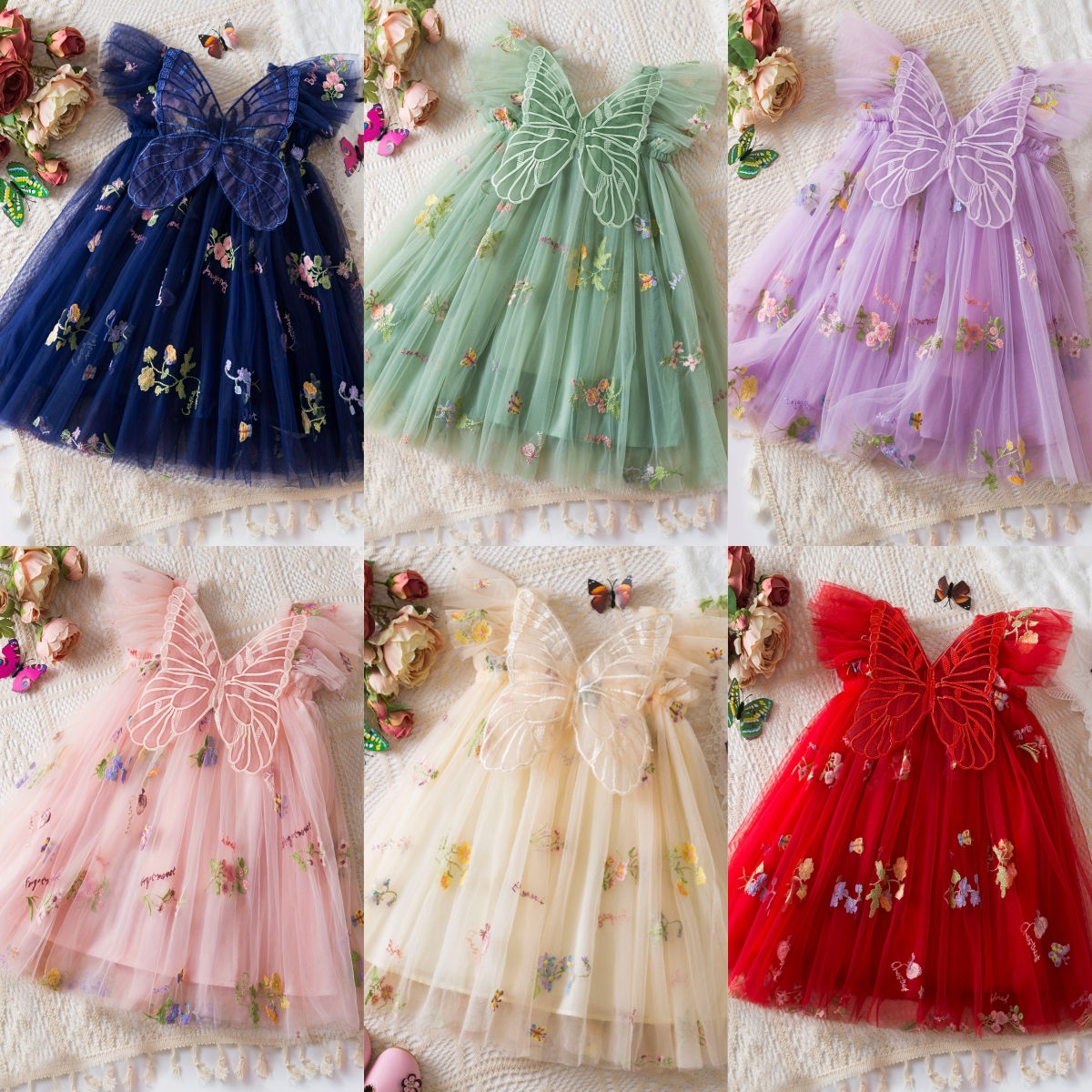 Girls' Dress Summer Tulle Floral Print Baby Girls Dress Adorable Wedding Flower 