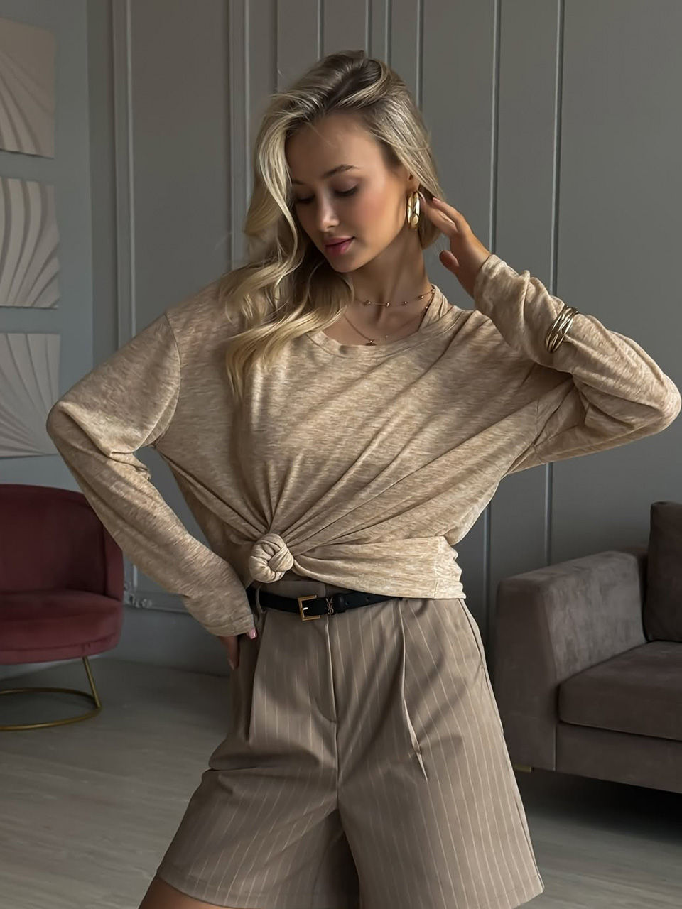 Thumbnail: Hirsionsan 2025 Basic soft  T Shirts Women Summer autumn Long Sleeves Loose Bott