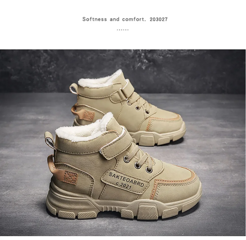 Thumbnail: Winter Children's Boots Boys Plus Cashmere Thicken Warm Snow Boots Girls Non-sli