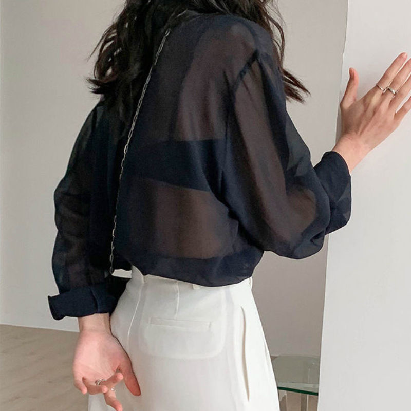 Thumbnail: Women Shirts Sheer Sun-proof Fashion Summer Elegant Outerwear Simple Solid All-m