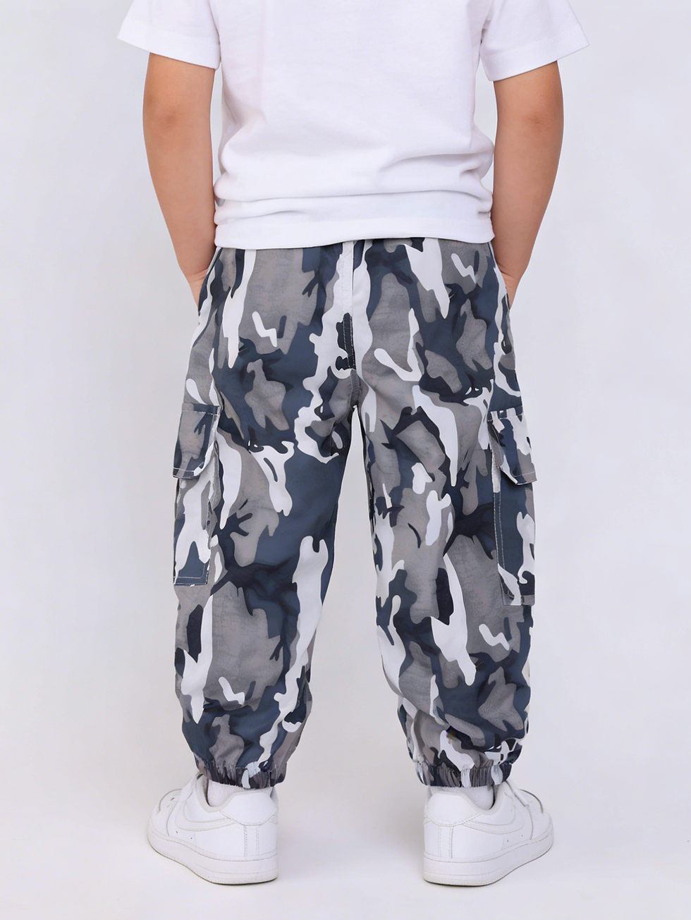 Thumbnail: Boys Camo Cargo Pants Kids Multi Pocket Camouflage Joggers Children Elastic Cuff