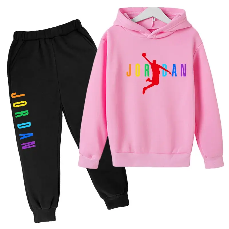 Thumbnail: 2-13 Years Boys Girls Simple Outfits Children Clothes Autumn Spring 2pcs Hoodie+