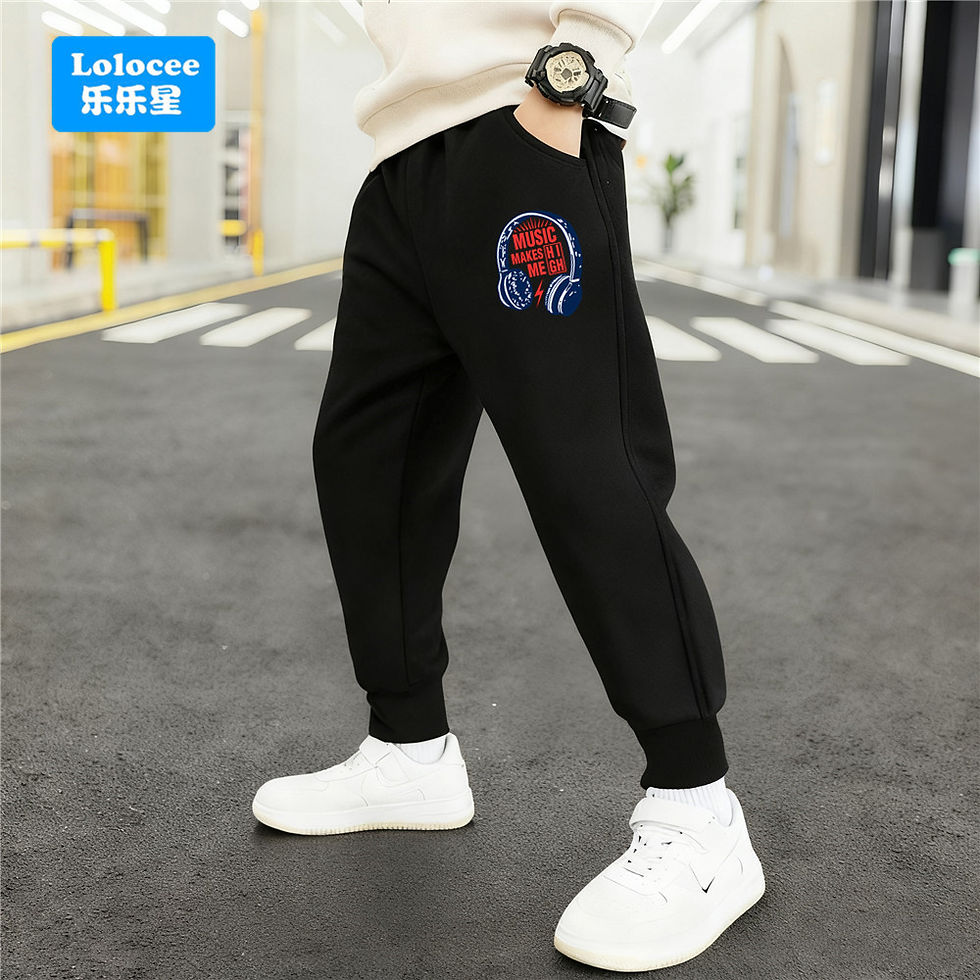 Thumbnail: Spring Autumn Cotton Children Pants Boys Leisure Sport Pants Kids Lightning Prin