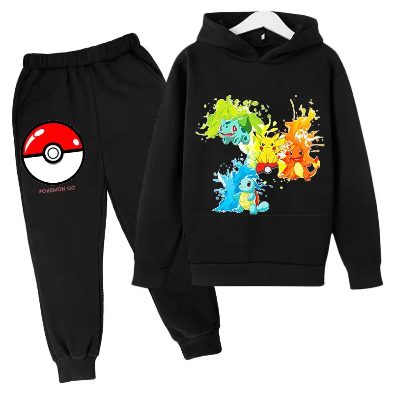 Thumbnail: Pikachu Hooded Sweatshirt Men's and Women's Hoodie Set with Fashionable Printed 