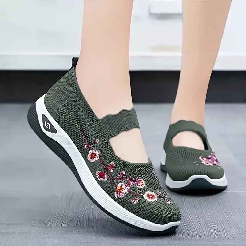 Thumbnail: ​Women's Shoes 2025 Summer Casual Sneakers Breathable Embroidered Chunky Sole 