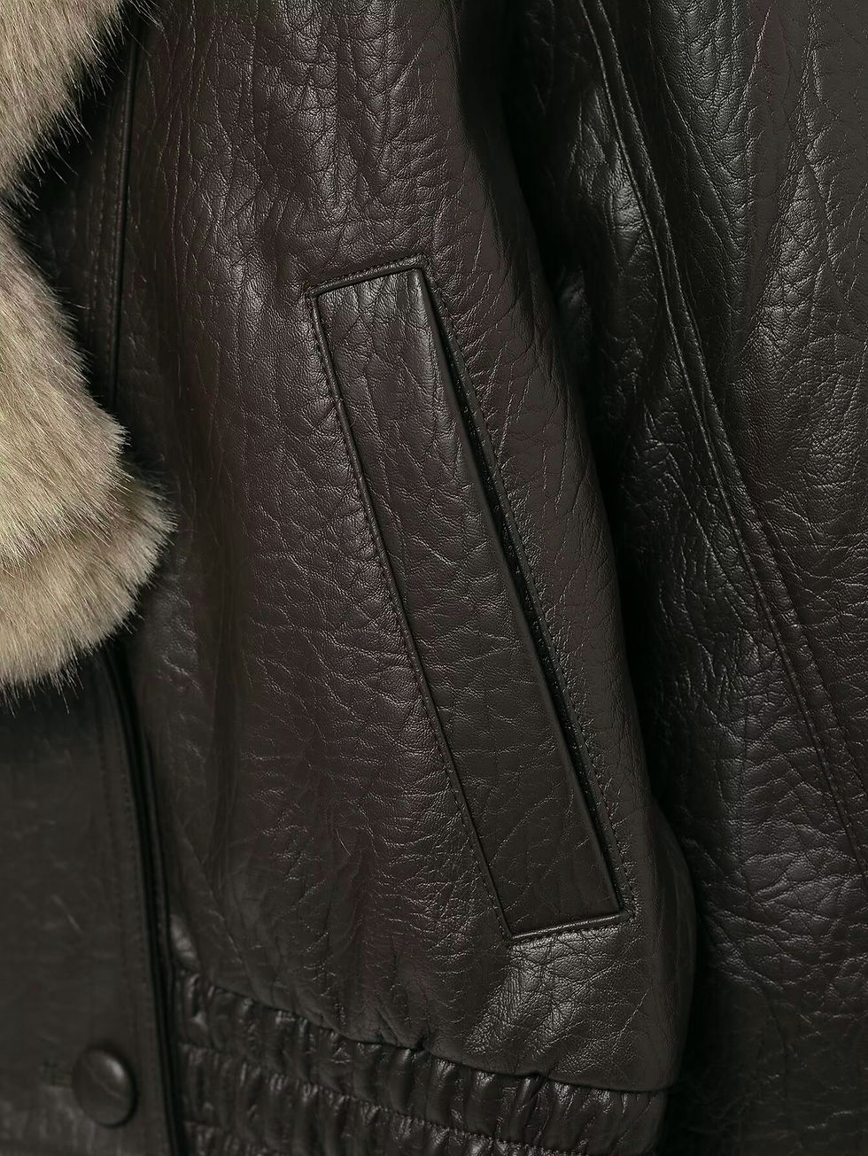 Thumbnail: TFMLN 2025 Winter Women Loose Faux Leather Jacket Fashion Removed Big Fur Collar