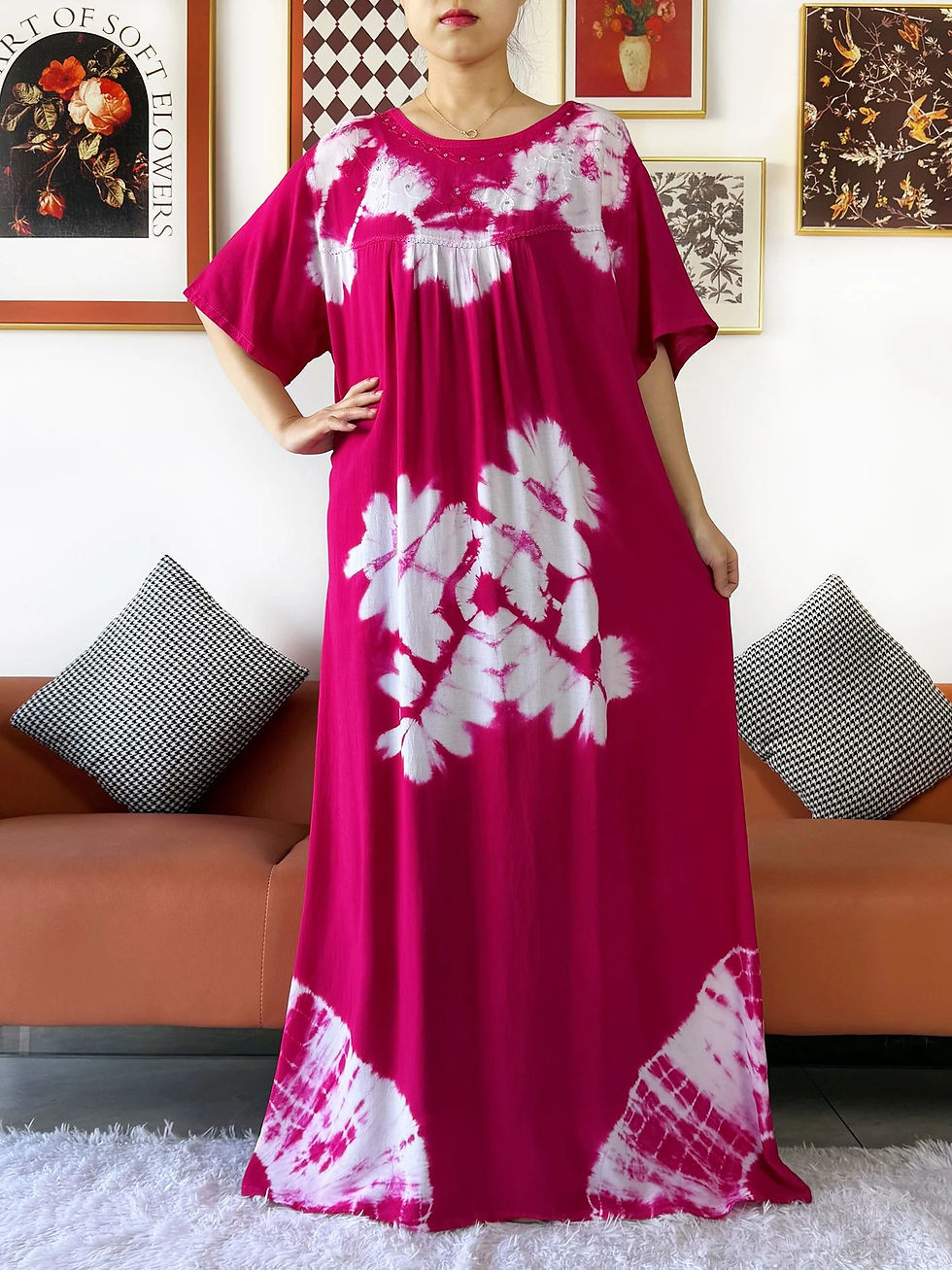 Thumbnail: Latest Party Dress Tie-dry Printed Cotton Women Boho Maxi Dress Casual Holiday F