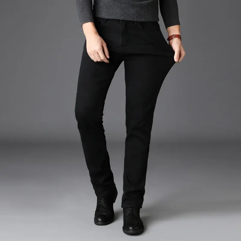 Thumbnail: Spring Autumn Men Classic Fashion Brand Jeans Homme Man Soft Stretch Black Biker