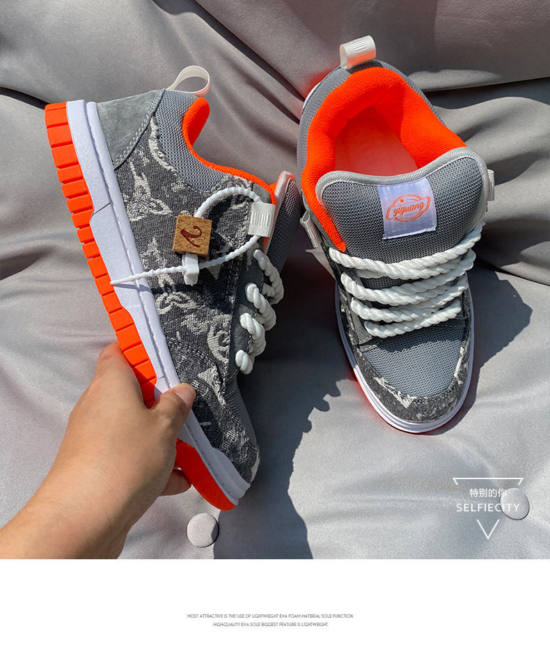 Thumbnail: Large Size Men Volcano Gray Low-top Thick Big Tongue Sports Shoes Women Couple V