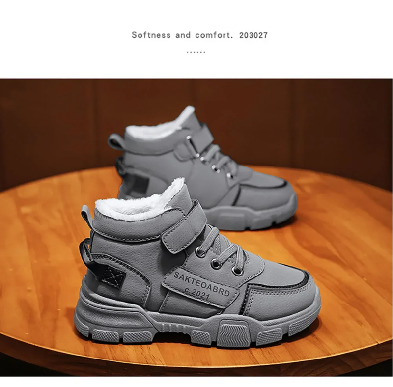 Thumbnail: Winter Children's Boots Boys Plus Cashmere Thicken Warm Snow Boots Girls Non-sli