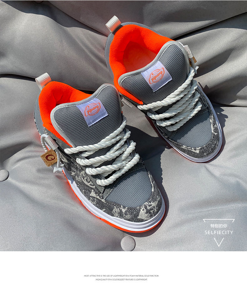 Thumbnail: Large Size Men Volcano Gray Low-top Thick Big Tongue Sports Shoes Women Couple V