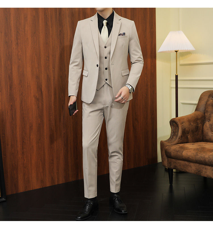 Thumbnail: S-7XL Jacket Vest Pants Luxury Elasticity Boutique Fashion Men's Solid Color Cas