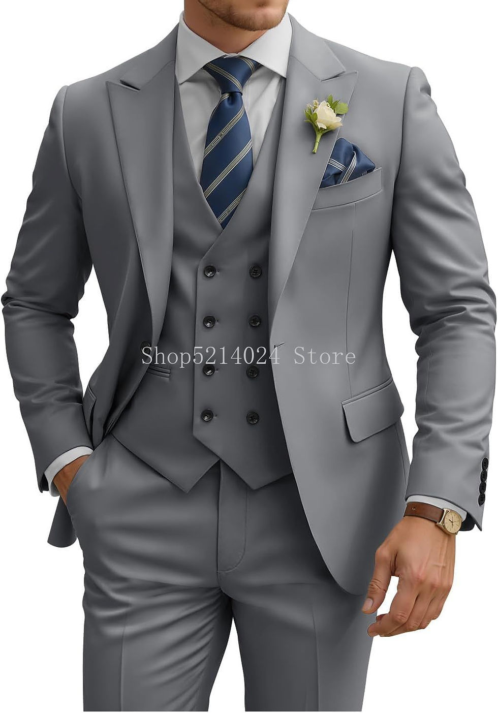 Thumbnail: Mens Suit 3 Piece Slim Fit Suits for Men Double Breasted Suit Wedding Prom Suits