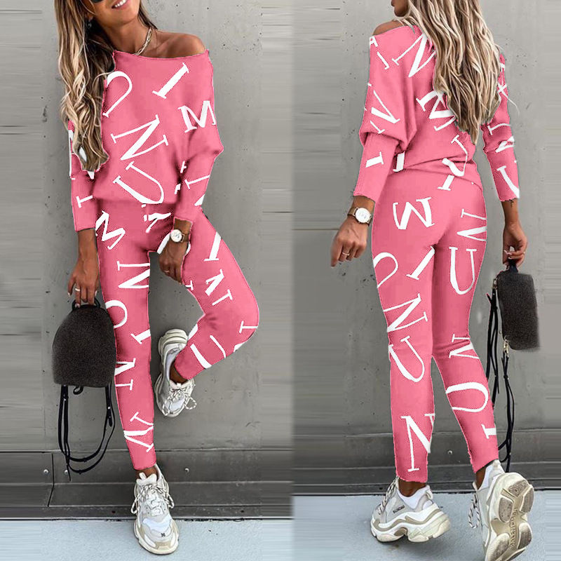 Thumbnail: Spring New Style of Europe and the United States Women's Letters Printed Long-sl