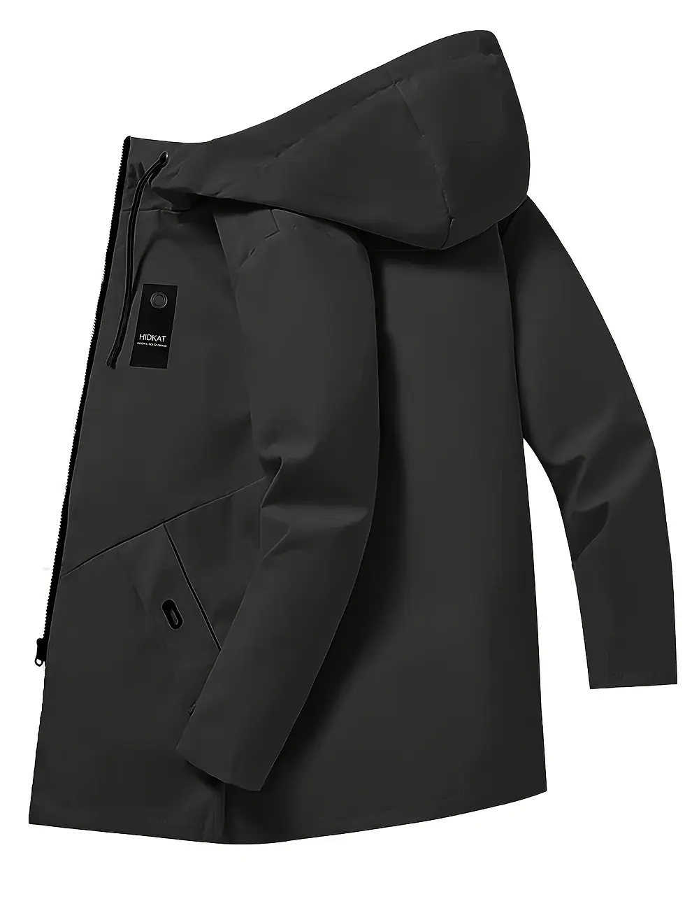 Thumbnail: Men's Fashion Casual Jacket with Hood and Drawstring, Solid Color, Suitable for 