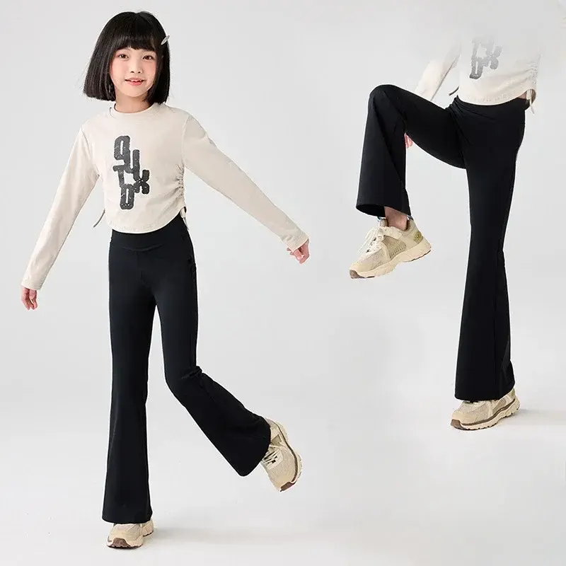 Thumbnail: 2025 Women's Flared Pants Elastic High Waisted Yoga Pants Mid Size Children's Fa