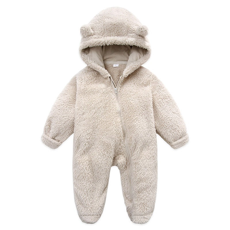 Thumbnail: Pudcoco Infant Baby Jumpsuit Long Sleeve Hooded Zipper Closure Winter Romper Clo