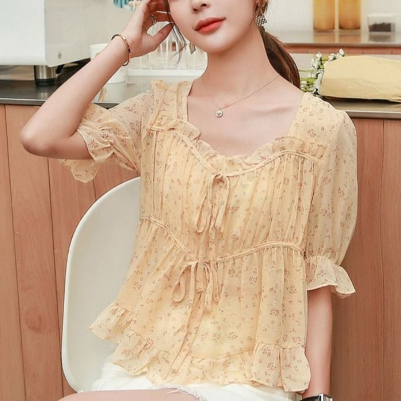 Thumbnail: Shirts & Blouses for Women Simple Woman Top Ruffleswith Print New Collection 202