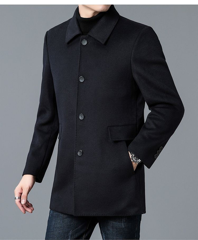 Thumbnail: Coat Men's Medium And Long Double-Sided Woolen Windbreaker Four Seasons Lapel Wo