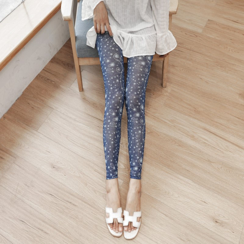Thumbnail: New Summer Ultra-Thin Ice Silk Gauze Leggings Women Chiffon Cropped Pants High W