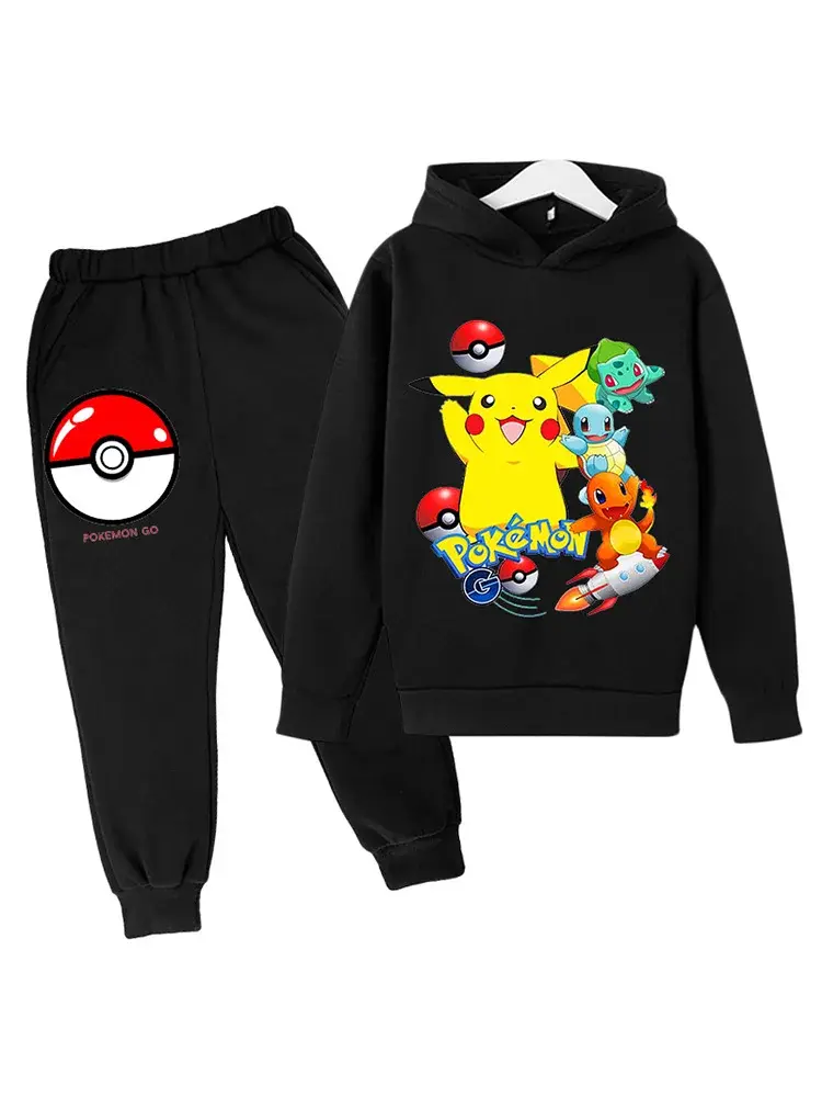 Thumbnail: Pikachu Hooded Sweatshirt Men's and Women's Hoodie Set with Fashionable Printed 