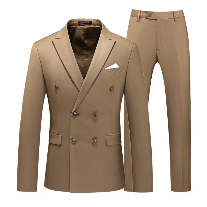 Thumbnail: (Jacket+Pants) 2025 Formal Classic Double Breasted Wedding Groom Stage Tuxedo Ma