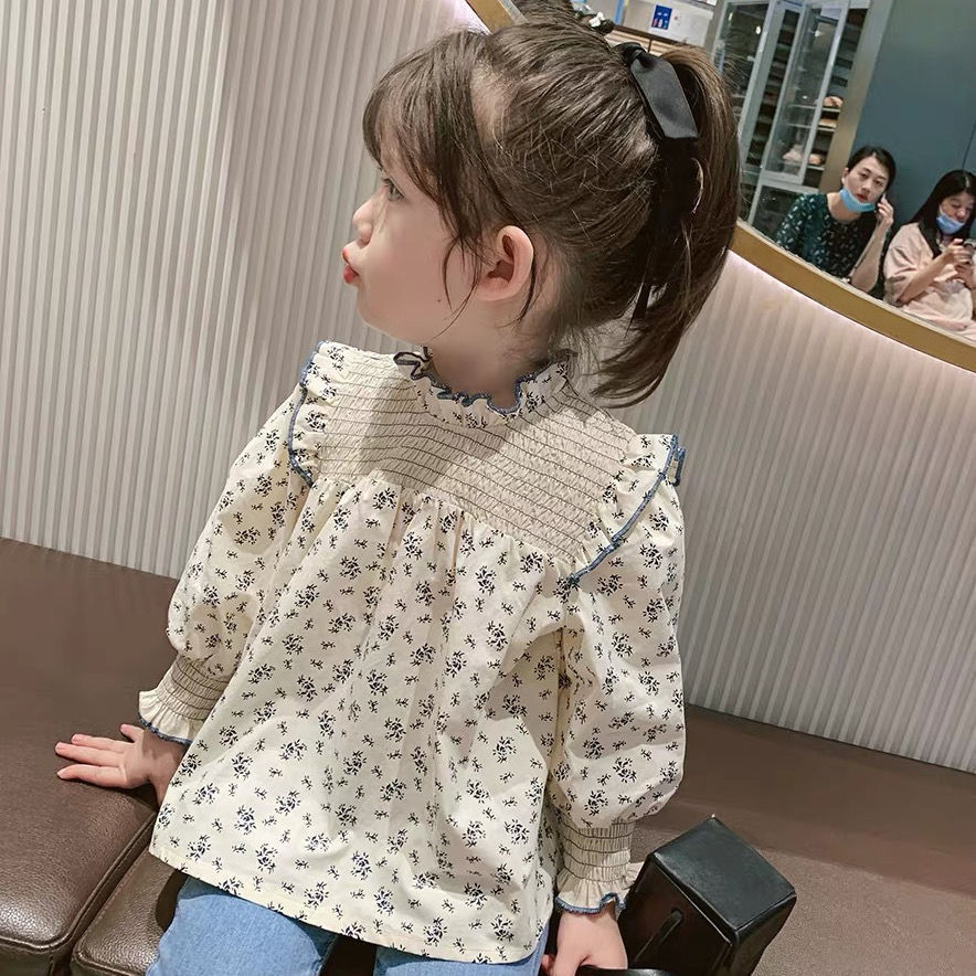 Thumbnail: Children's Shirts Floral Print Long Sleeve Doll Children Shirts Girls Blouse Kid