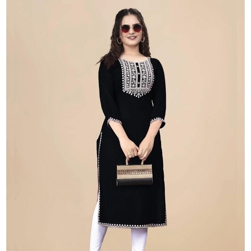 Thumbnail: Muslim Kurt Women's Fashionable And Comfortable Dress With Flowers Straight Tube