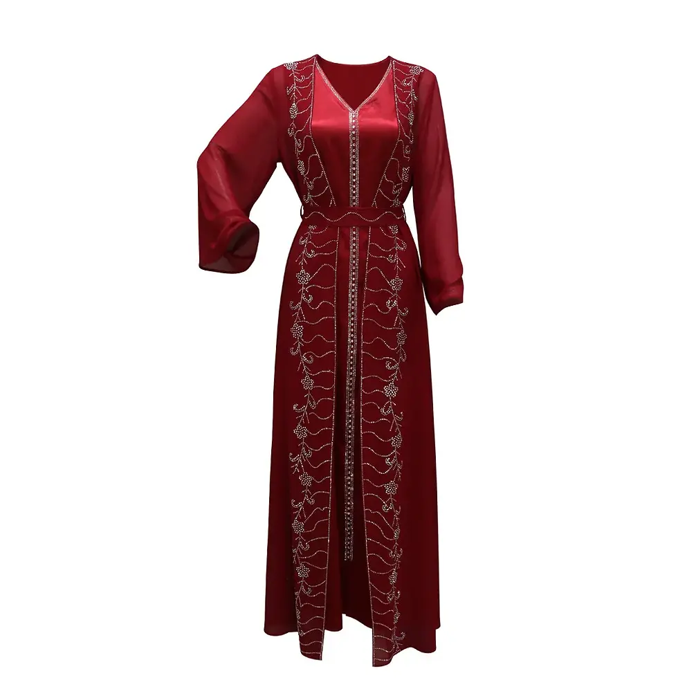 Thumbnail: Autumn Fashion Muslim Dresses for Women Muslim Long Sleeve V-neck Party Evening 
