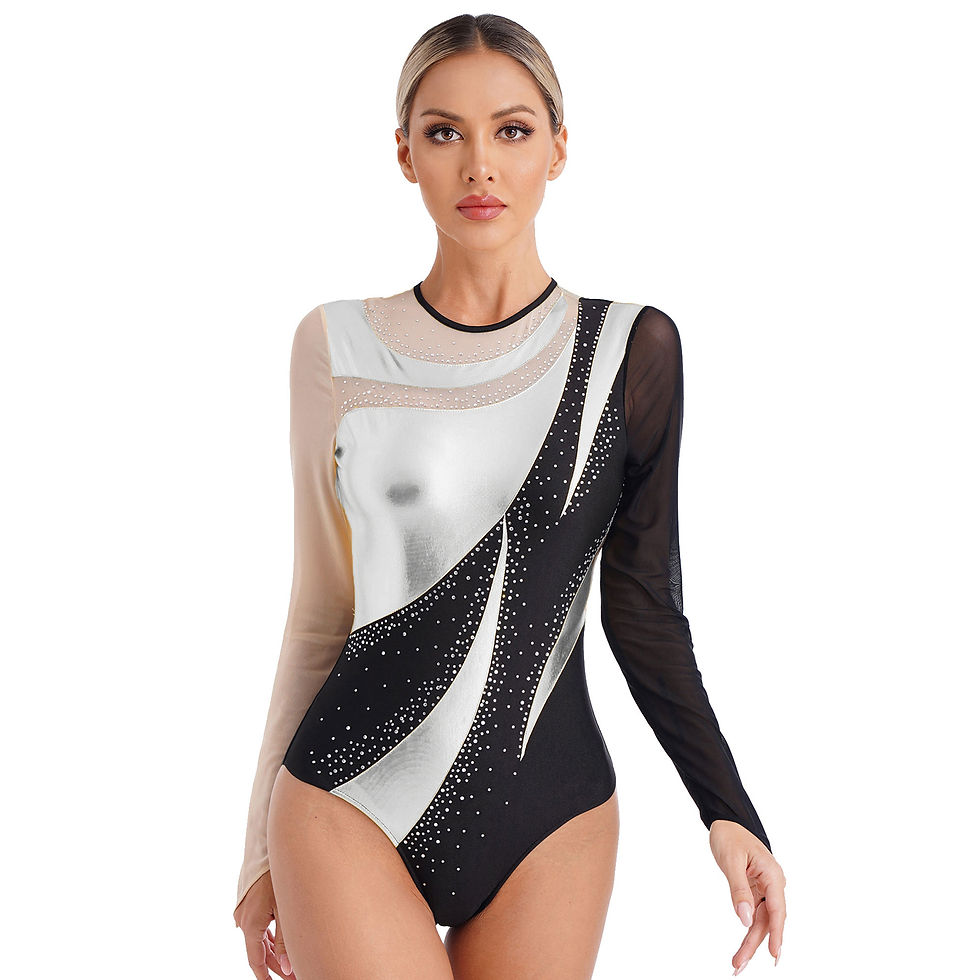 Thumbnail: Women's Long Sleeve Rhythmic Gymnastics Leotard Ballet Jumpsuit for Woman Metall