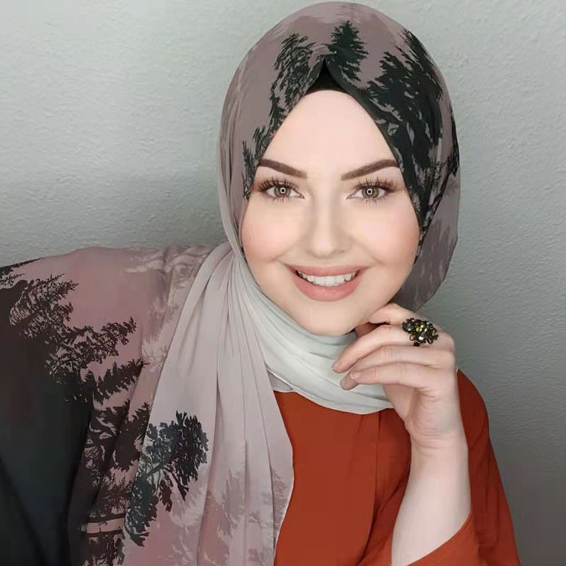 Thumbnail: Islamic Fashion Chiffon Hijab Abaya Hijabs For Woman Abayas Jersey Head Wrap Sca
